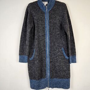 Linea Leisure by Louis Dell'Olio Double‎ Zip Long Cardigan Charcoal Blue S.E02